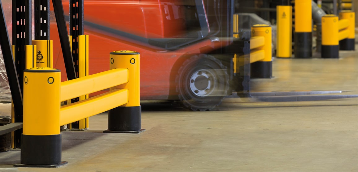 Racking Guardrails and Rack Guards Protecting Warehouse Racking from Vehicle Impacts