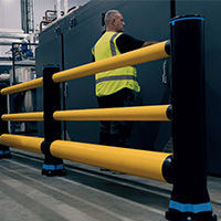 Industrial Guardrails Protecting People on a Walkway